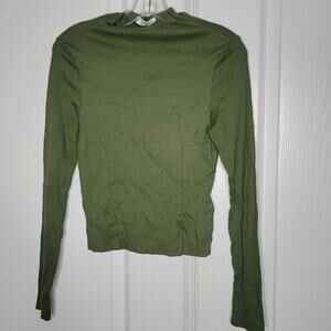 Topshop Olive green long sleeve ribbed NEW layering top shirt Mock Neck Medium